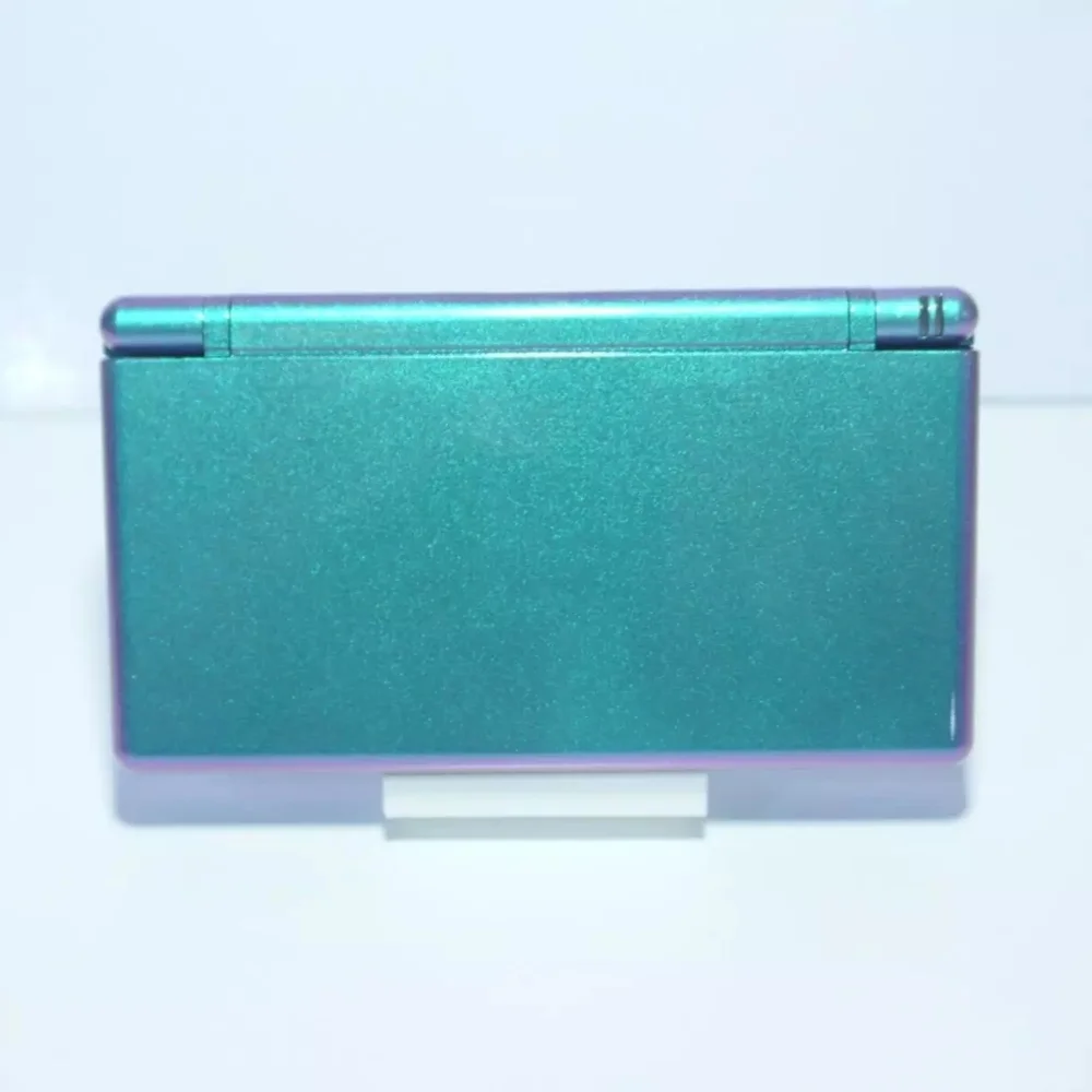 Nintendo DS Lite Shiny Metallic Chameleon Green / Purple Handheld Game System